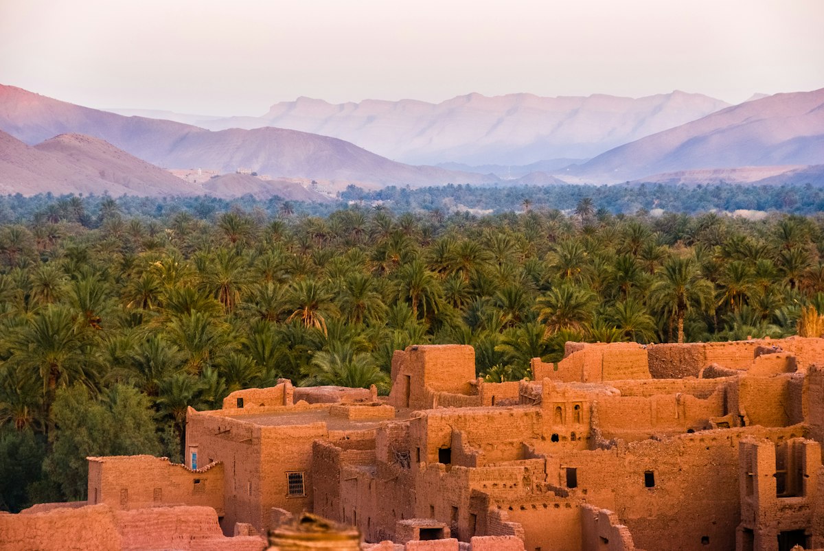 Aerial view of the Ait Ben Haddou kasbah, a UNESCO World Heritage site