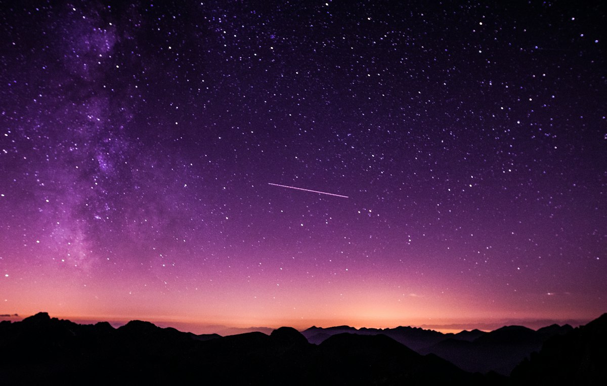 Milky Way galaxy stretching across a dark desert night sky